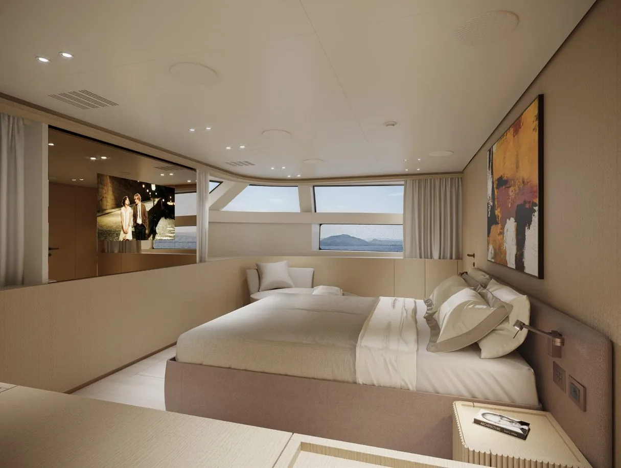 Owner's cabin with forward windows